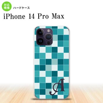 iPhone14 ProMax iPhone14 Pro Max スマホケース 背面ケース ハードケース スクエア モザイク ターコイズ +アルファベット 2022年 9月発売 nk-i14pm-1017i