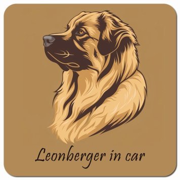 イラスト付 Dog in Car レオンベルガー Bタイプ カーサイン 車 マグネットステッカー 犬 マグネット 強力 13x13cm 正方形 おしゃれ かわいい ドラレコステッカー 安全対策 危険運転 煽り運転 アニマル 動物 犬種別 屋外 防水 屋内