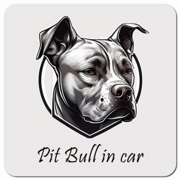 イラスト付 Dog in Car ピットブル Cタイプ カーサイン 車 マグネットステッカー 犬 マグネット 強力 13x13cm 正方形 おしゃれ かわいい ドラレコステッカー 安全対策 危険運転 煽り運転 アニマル 動物 犬種別 屋外 防水 屋内