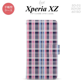 【手帳型 スマホ カバー ケース】【SO01J】【エクスペリア XZ 】手帳型 ケース SO-01J スマホ カバー XPERIA XZ エクスペリア チェックB ピンク青 nk-004s-so01j-dr440【メール便送料無料】