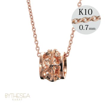ゴールド ネックレス ハワイアンジュエリー ネックレス ピンクゴールド バレル 樽 プルメリア 透かし模様 14K K14ピンクゴールド K10 10Kあずきチェーン太0.7mm ギフトラッピング可能 彼女 妻 女性 レディース プレゼント ハロウィン 【品番：CG-GP105R】