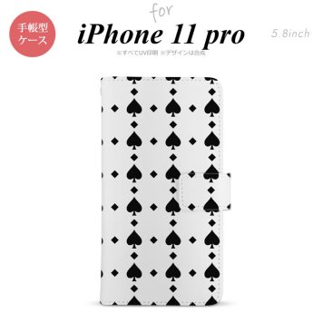 iPhone11Pro iPhone11 Pro 手帳型スマホケース カバー トランプ スペード クリア 黒  nk-004s-i11p-dr537