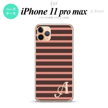 iPhone11ProMax iPhone11pro max スマホケース ハードケース ボーダー 茶 ピンク +アルファベット メンズ レディース nk-i11pm-707i