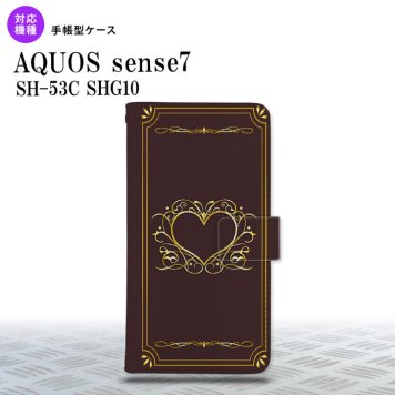 sense7 sense7 手帳型スマホケース カバー ハート 飾り 茶 金 2022年 11月発売 nk-004s-sens7-dr619