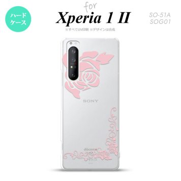 Xperia 1 II 5G スマホケース 背面カバー ストラップホール有り ハードケース バラ A クリア ピンク ストラップホール おしゃれ かわいい かっこいい メンズ レディース nk-xp12-1067