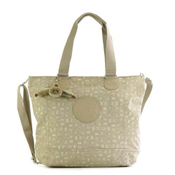 キプリング Kipling ショルダーバッグ K12272 F22 SHOPPER COMBO ショッパーコンボ 2way トートバッグ 斜めがけバッグ MNKY MANIA L BR ベージュ系＋モンキー柄