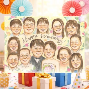 結婚式の記念に、選んでよかったと思える似顔絵のギフト。 似顔絵 プレゼント サンクスボード ギフト 手描き 贈り物 名入れ 結婚式 感謝 お祝い 披露宴 サンクスボード 大人数 友達 新郎新婦 同僚 職場 修正無料 名入れ 下書き確認 サプライズ 一生もの 似てる 宝物 婚礼 宝物 入籍 新郎新婦ギフト サンクスボード 闘病中の方への励まし 白寿祝い 贈答品 カラフル 引っ越し おすすめ