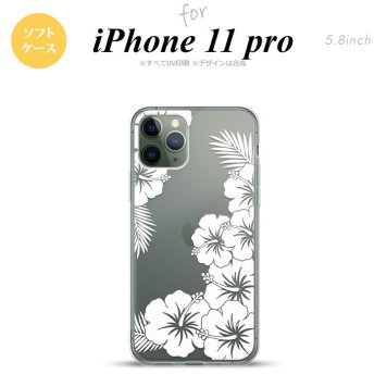 iPhone11Pro iPhone11 Pro スマホケース ソフトケース ハイビスカス F クリア 白 メンズ レディース nk-i11p-tp1058