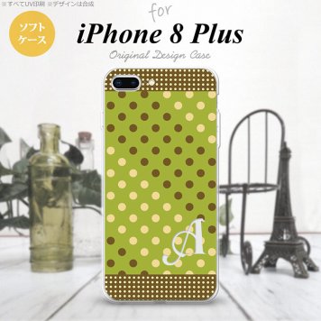 【iPhone8Plus】【スマホケース/スマホカバー】【アイフォン8プラス】iPhone8Plus スマホケース ケース アイフォン8プラス イニシャル ドット・水玉 緑×茶 nk-ip8p-tp1656ini【メール便送料無料】