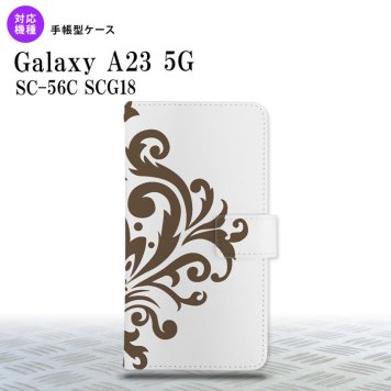 Galaxy A23 GalaxyA23 手帳型スマホケース カバー ダマスク 茶 2022年 10月発売 nk-004s-a23-dr1036