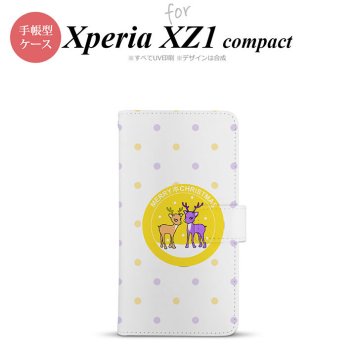 【手帳型 スマホ カバー ケース】【SO02K】【エクスペリア XZ1】手帳型 ケース SO-02K スマホ カバー Xperia XZ1 Compact エクスペリア トナカイワッペン 黄 nk-004s-so02k-dr622【メール便送料無料】