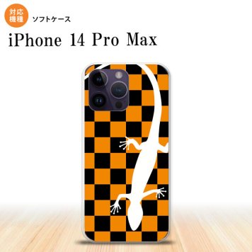 iPhone14 ProMax iPhone14 Pro Max スマホケース 背面ケースソフトケース トカゲ 市松 オレンジ 2022年 9月発売 nk-i14pm-tp862