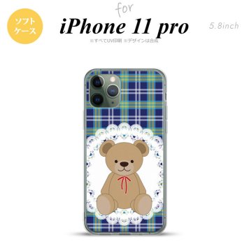 iPhone11Pro iPhone11 Pro スマホケース ソフトケース くま チェック レース 青 メンズ レディース nk-i11p-tp758