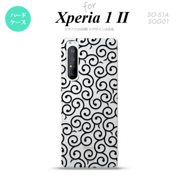 Xperia 1 II 5G スマホケース 背面カバー ストラップホール有り ハードケース 唐草 クリア 黒 ストラップホール おしゃれ かわいい かっこいい メンズ レディース nk-xp12-1126