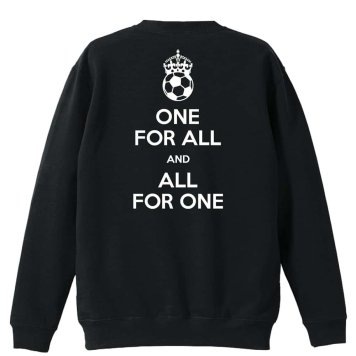 サッカー トレーナー スウェット メンズ レディース ジュニア 裏パイル 練習着 おもしろ 名入れ おしゃれ 文字入れ無料 綿100% キッズ 大きいサイズ 「ONE FOR ALL AND ALL FOR ONE サッカー」 アートワークスコウベ 【送料無料】
