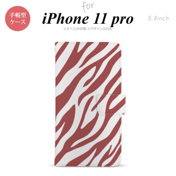 iPhone11Pro iPhone11 Pro 手帳型スマホケース カバー ゼブラ 赤  nk-004s-i11p-dr023