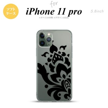 iPhone11Pro iPhone11 Pro スマホケース ソフトケース ダマスク C 黒 メンズ レディース nk-i11p-tp1029