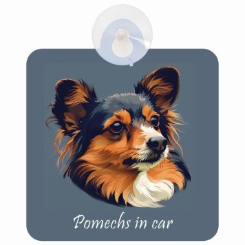 Pomechs ポメックス Aタイプ 車 窓ガラス 吸盤タイプ 犬 かっこいい おしゃれ イラスト付 DOG IN CAR ドッグインカー ドッグオンボード 安全対策 セーフティサイン デコ 外出 ドライブ カーサイン 吸盤