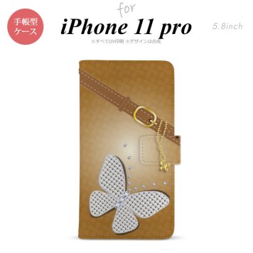 iPhone11Pro iPhone11 Pro 手帳型スマホケース カバー バタフライ 蝶 茶  nk-004s-i11p-dr325