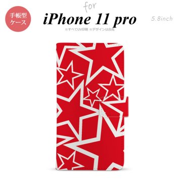 iPhone11Pro iPhone11 Pro 手帳型スマホケース カバー 星 赤 白  nk-004s-i11p-dr1120