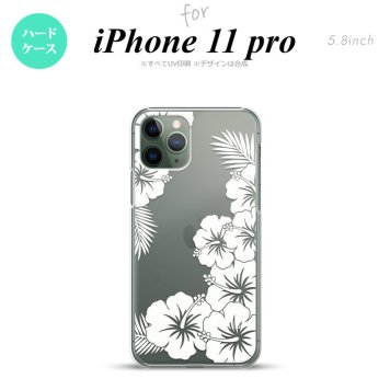 iPhone11Pro iPhone11 Pro スマホケース ハードケース ハイビスカス F クリア 白 メンズ レディース nk-i11p-1058