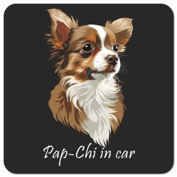 イラスト付 Dog in Car パピチワ Aタイプ カーサイン 車 マグネットステッカー 犬 マグネット 強力 13x13cm 正方形 おしゃれ かわいい ドラレコステッカー 安全対策 危険運転 煽り運転 アニマル 動物 犬種別 屋外 防水 屋内