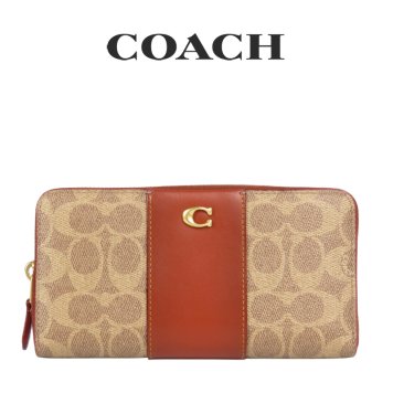 送料無料 コーチ COACH アウトレット 敬老の日 レディース 財布 ラウンドジップ長財布 長財布 CR996 B4NQ4(ブラス×タン ラスト) シグネチャー  ( 女性 プレゼント ブランド 大容量 財布 本革 きちんと感  かわいい おしゃれ )