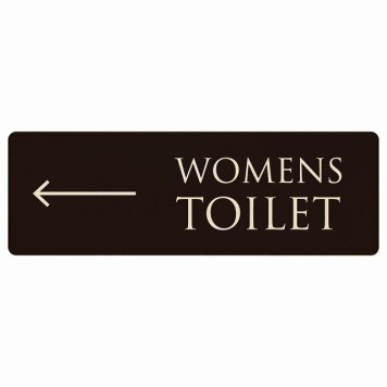トイレ プレート 木製 WOMENS 文字タイプ ブラック ナチュラル 左 矢印 長方形 27x9cm方向案内 進路ドア サインプレート ピクトサイン トイレマーク表示 案内 注意 施設 御手洗 TOILET おしゃれ シンプル 安全対策