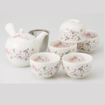 淡墨桜 急須茶器揃 磁器 美濃焼 やきものの里から、暮らしを贈ります。　ギフト 食器 セット テーブルウェア