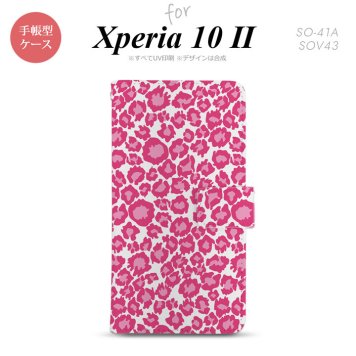 Xperia10 II 手帳型 スマホケース 全面印刷 おしゃれ ストラップホール有り 豹柄 ピンク クリア nk-004s-xp102-dr891