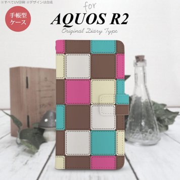 SH-03K/SHV42/706SH AQUOS R2 手帳型スマホケース カバー パッチワーク ミックス  nk-004s-r2-dr1675