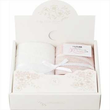 美．hada  シルクプロテイン加工フェイスタオル2P  SP-25F2 内祝 内祝い お祝 御祝 記念品 出産内祝い プレゼント 快気祝い 粗供養 引出物