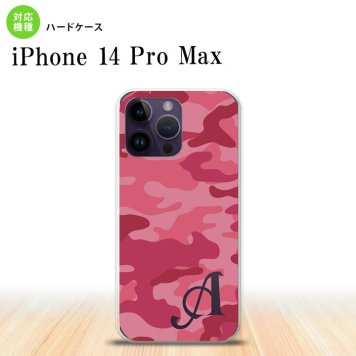 iPhone14 ProMax iPhone14 Pro Max スマホケース 背面ケース ハードケース ウッドランド 迷彩 A ピンク +アルファベット 2022年 9月発売 nk-i14pm-1147i