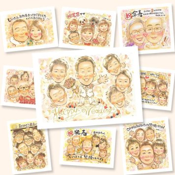結婚の記念に、笑顔を届ける似顔絵はいかがですか。ラッピング対応で、贈り物として渡しやすい似顔絵です。 サンクスボード ギフト 似顔絵 贈り物 名入れ 手描き プレゼント 結婚 婚礼 結婚式 感謝 挙式 大人数 新郎 新婦 下書き確認 名入れ 修正無料 喜ばれる 一生もの かわいい 実績多数 一生もの 入籍 結婚式 披露宴 二次会 長寿祝い クリスマス お祝いの品 感激 大量注文 節目 喜寿祝い