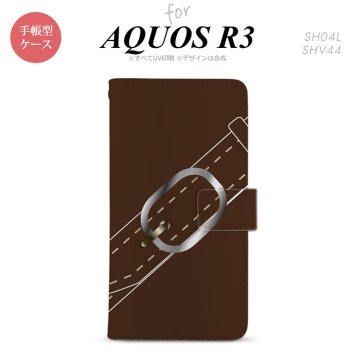 SH-04L/SHV44 AQUOS R3 手帳型スマホケース カバー ベルト 茶  nk-004s-r3-dr327