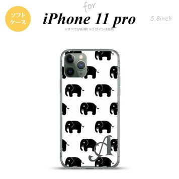 iPhone11Pro iPhone11 Pro スマホケース ソフトケース ゾウ 白 +アルファベット メンズ レディース nk-i11p-tp775i