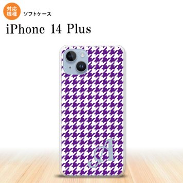 iPhone14 plsu iPhone14 plsu スマホケース 背面ケースソフトケース 千鳥 格子 小 紫 白 +アルファベット 2022年 10月発売 nk-i14pl-tp908i