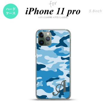 iPhone11Pro iPhone11 Pro スマホケース ハードケース ウッドランド 迷彩 C 青 +アルファベット メンズ レディース nk-i11p-1154i