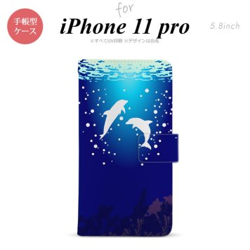 iPhone11Pro iPhone11 Pro 手帳型スマホケース カバー イルカ 白  nk-004s-i11p-dr1002