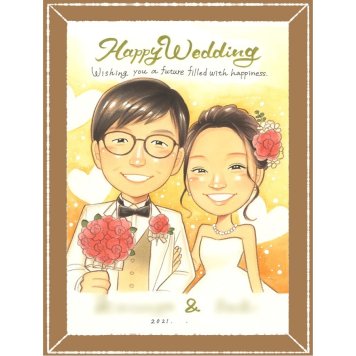 結婚式のプレゼントに、写真とは違う、ぬくもりのある記念品です。ラッピング対応で、贈り物として渡しやすい似顔絵です。 贈り物 似顔絵 ウェルカムボード プレゼント ギフト 手描き 名入れ 結婚式 記念 婚礼 ウェディング ブライダル 両親 カップル 新郎 新婦 名入れ 修正無料 下書き確認 実績多数 一生もの サプライズ 喜ばれる 一生もの 結婚式 ウェディング 思い出 ホワイトデー 大人数