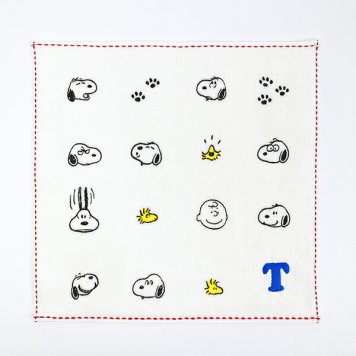 スヌーピー ミニタオル アイコン(T) イニシャル アイボリー ハンカチ SNOOPY