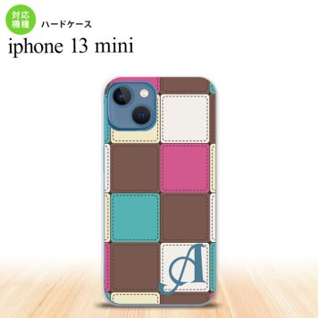iPhone13mini iPhone13 mini ケース ハードケース パッチワーク ミックスE 茶 +アルファベット  nk-i13m-1675i