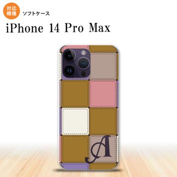 iPhone14 ProMax iPhone14 Pro Max スマホケース 背面ケースソフトケース パッチワーク ミックスC ベージュ +アルファベット 2022年 9月発売 nk-i14pm-tp1673i