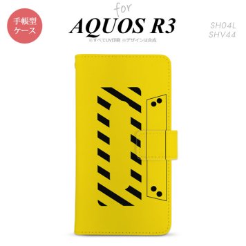 SH-04L/SHV44 AQUOS R3 手帳型スマホケース カバー カセットテープ 黄  nk-004s-r3-dr190