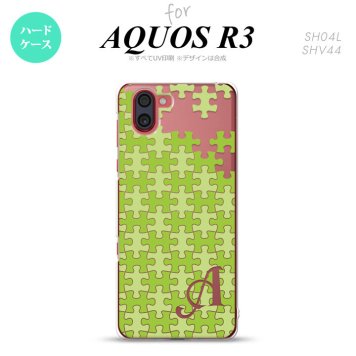 SH-04L SHV44 R3 AQUOS R3 スマホケース カバー パズル 緑 +アルファベット nk-r3-1207i