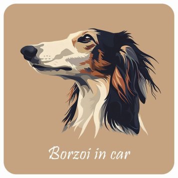ドッグ カーステッカー イラスト付 Dog in Car ボルゾイ Aタイプ セーフティサイン 犬種別 正方形 13x13cm シール リア あおり運転対策 Dog Sticker 屋外 屋内 防水 かわいい おしゃれ 安全対策 カーサイン