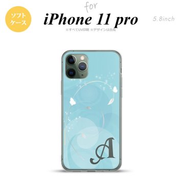 iPhone11Pro iPhone11 Pro スマホケース ソフトケース バタフライ 蝶 A 青 +アルファベット メンズ レディース nk-i11p-tp203i