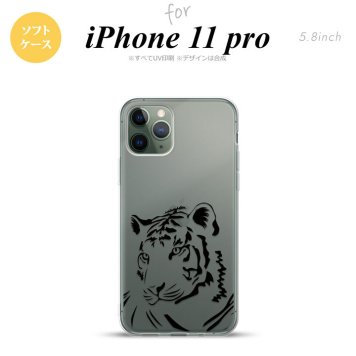 iPhone11Pro iPhone11 Pro スマホケース ソフトケース 虎 アップ クリア 黒 メンズ レディース nk-i11p-tp564