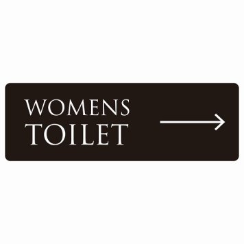 トイレ 案内 シール WOMENS 文字タイプ ブラック ホワイト 右 矢印 長方形 方向案内 進路ドア 防水 屋内 屋外 サインステッカー ピクトサイン トイレマーク表示 案内 注意 施設 御手洗 TOILET おしゃれ シンプル 安全対策