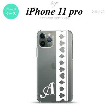iPhone11Pro iPhone11 Pro スマホケース ハードケース トランプ 帯 白 クリア +アルファベット メンズ レディース nk-i11p-529i